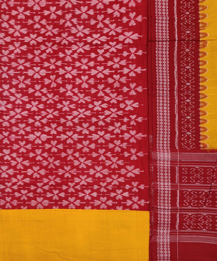 Red yellow handwoven sambalpuri cotton dress material