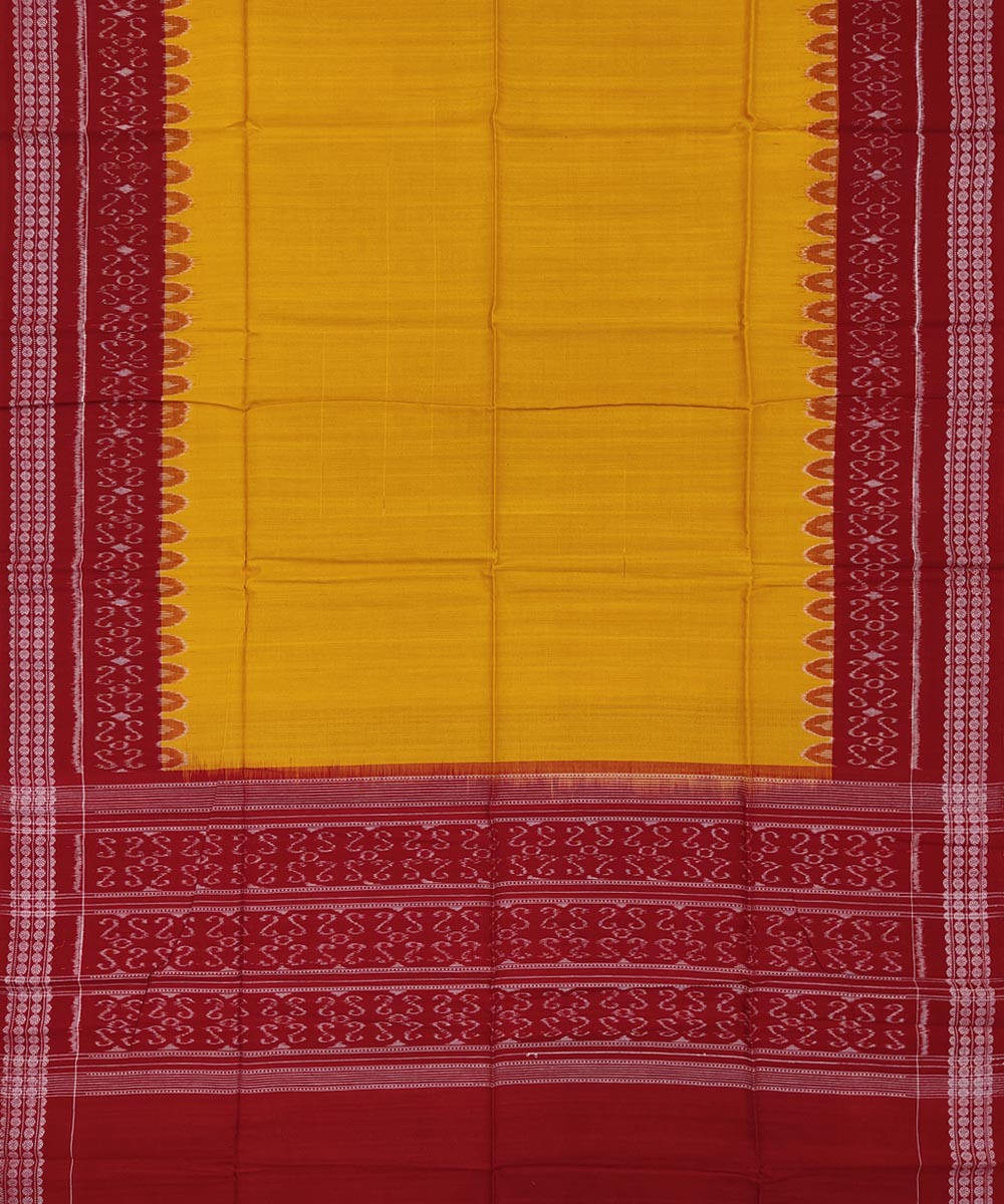 Red yellow handwoven sambalpuri cotton dress material