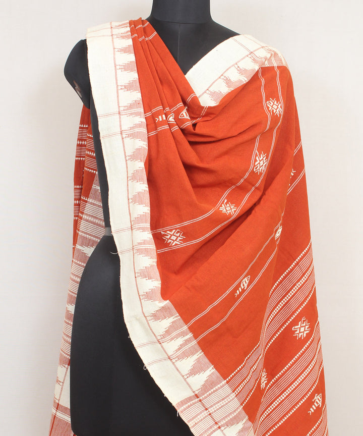 Chocolate brown white handwoven cotton kotpad dupatta