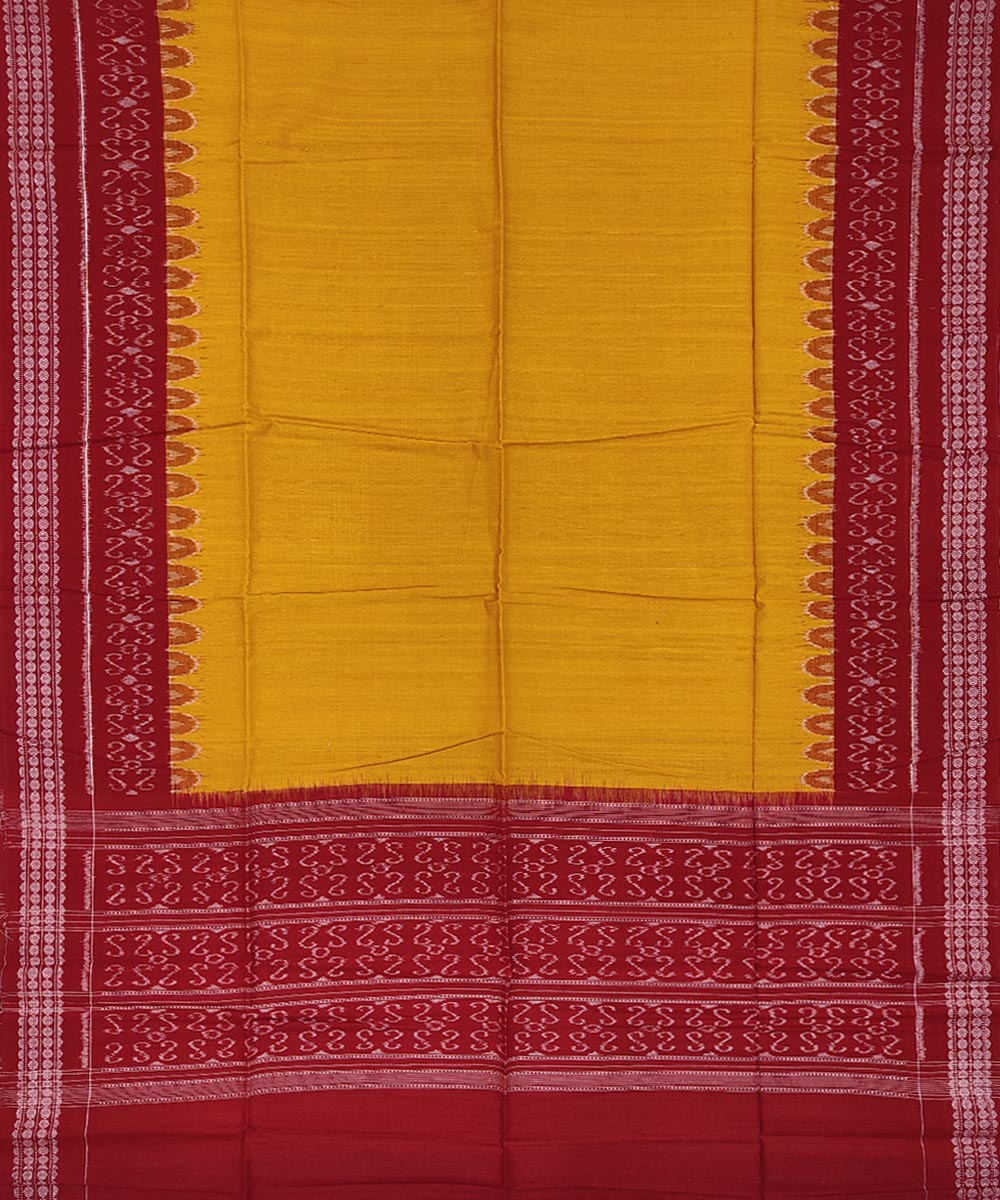Red yellow handwoven cotton sambalpuri dress material