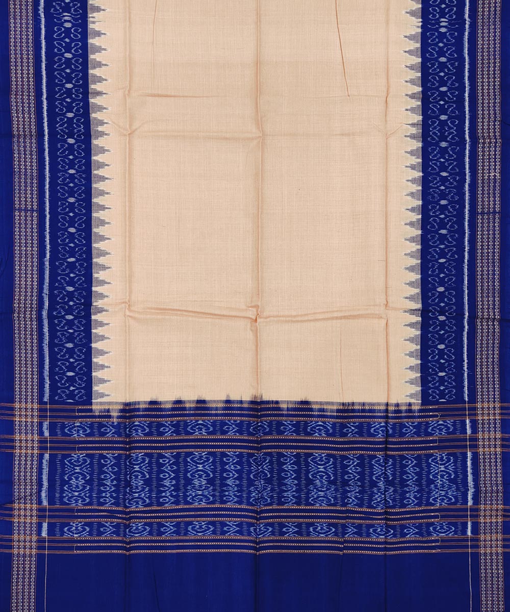 Navy blue beige handwoven cotton sambalpuri dress material