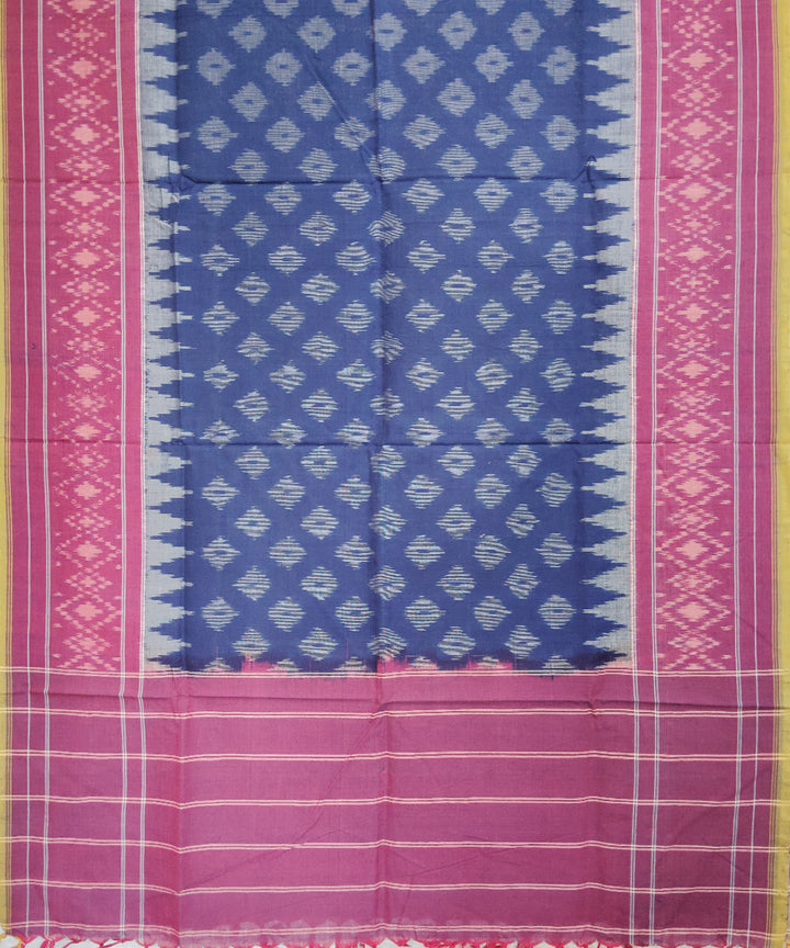 Navy blue maroon handloom pochampally ikat cotton duppatta