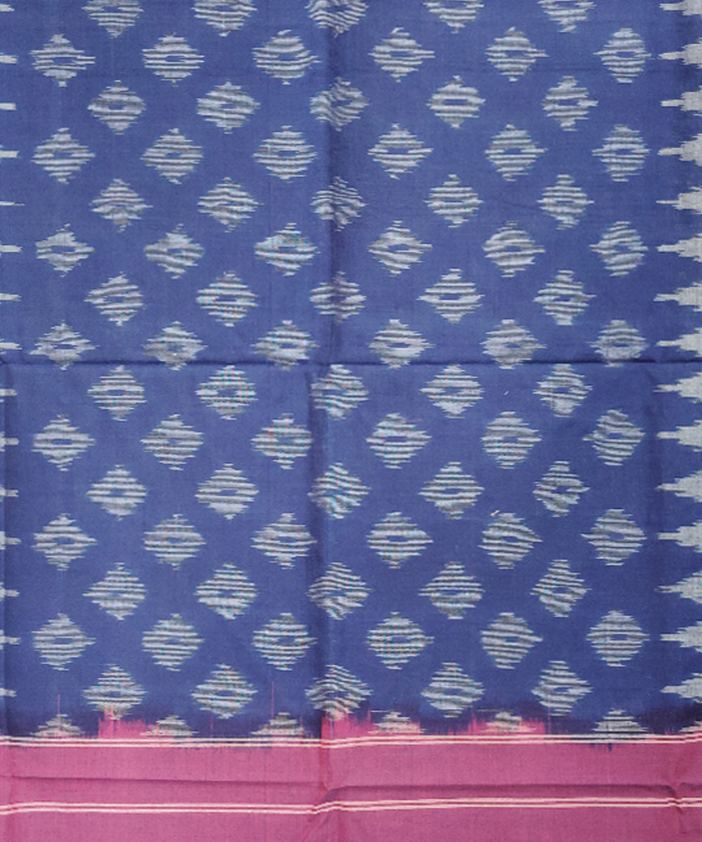 Navy blue maroon handloom pochampally ikat cotton duppatta