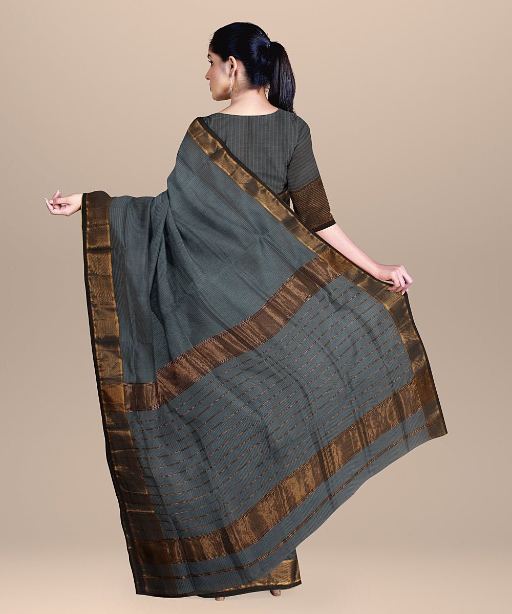 Light blue handloom maheshwari cotton silk saree