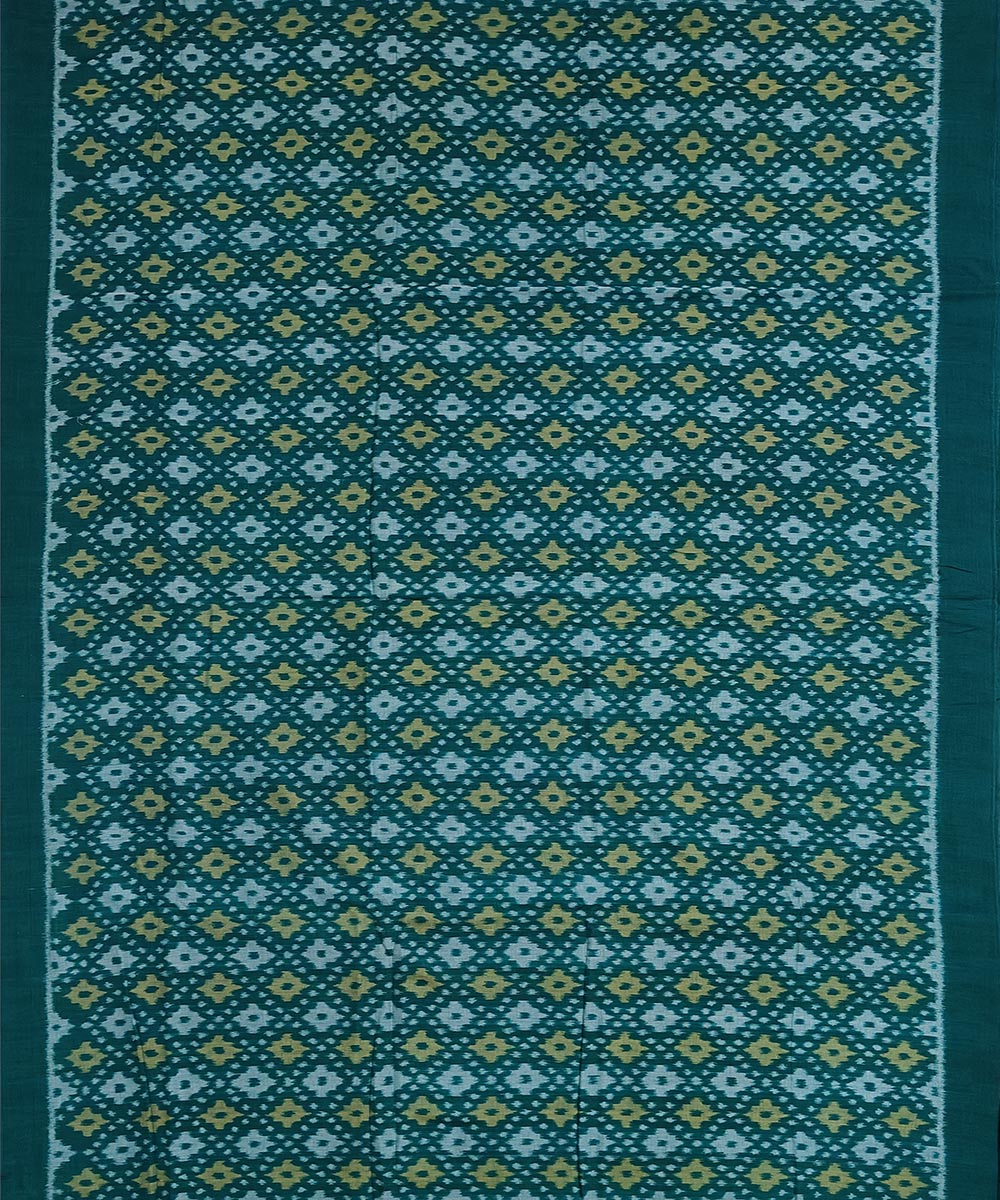 2.5 m Dark green offwhite handwoven cotton sambalpuri kurta material