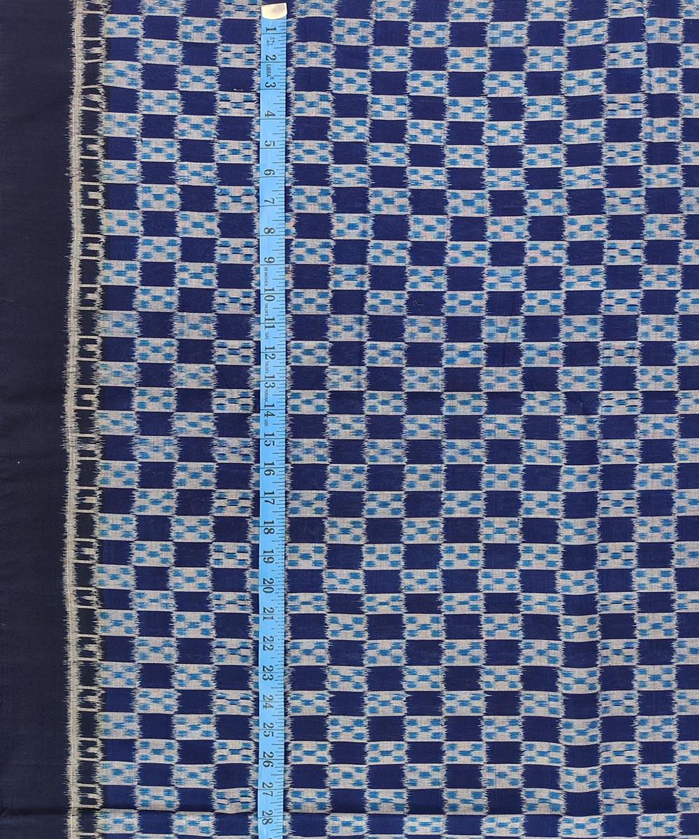 2.5 m Sky blue black handwoven cotton sambalpuri kurta material