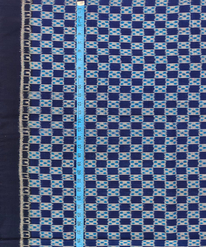 2.5 m Sky blue black handwoven cotton sambalpuri kurta material