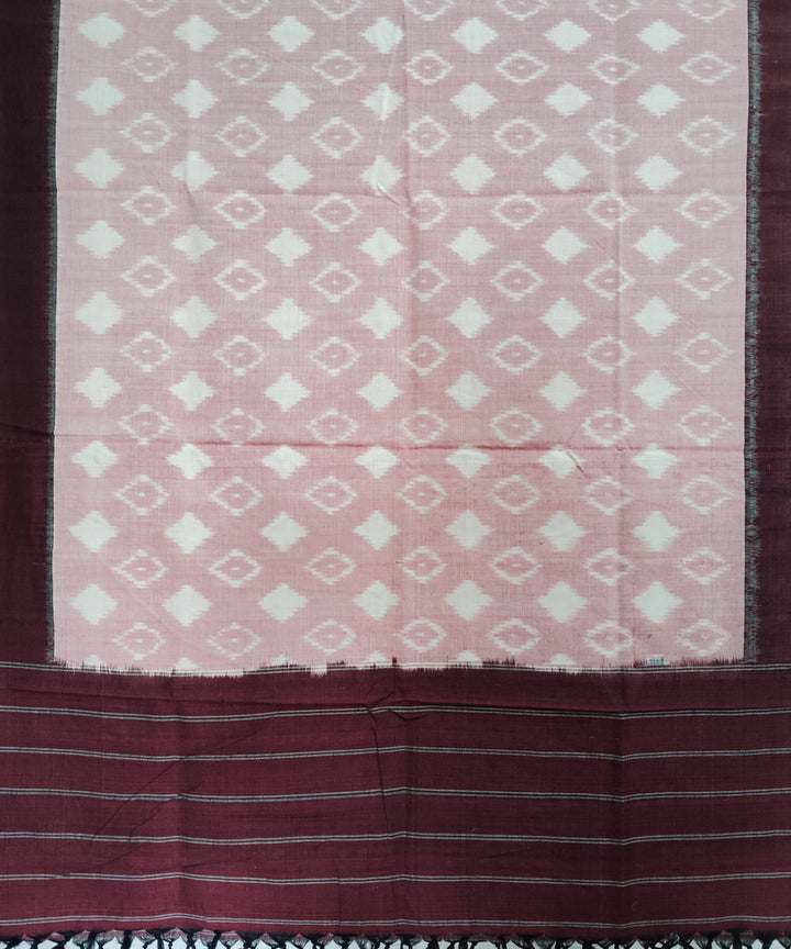 Pink offwhite deep maroon handloom pochampally ikat cotton duppatta