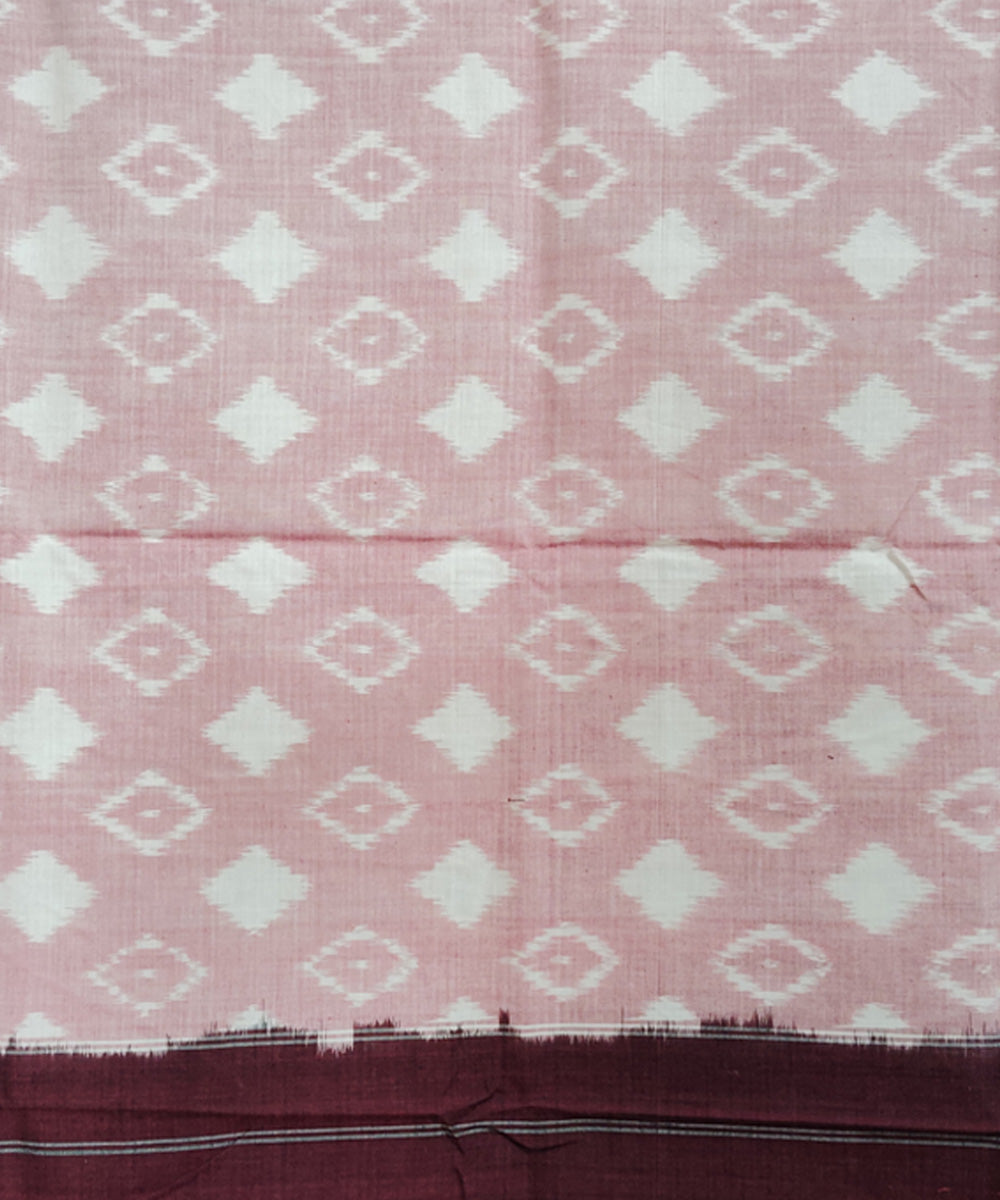 Pink offwhite deep maroon handloom pochampally ikat cotton duppatta