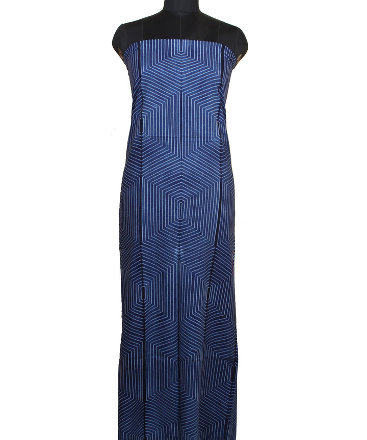 2.5m navy blue handwoven cotton shibori kurta material