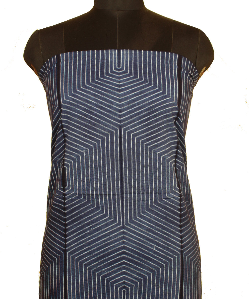 2.5m navy blue handwoven cotton shibori kurta material