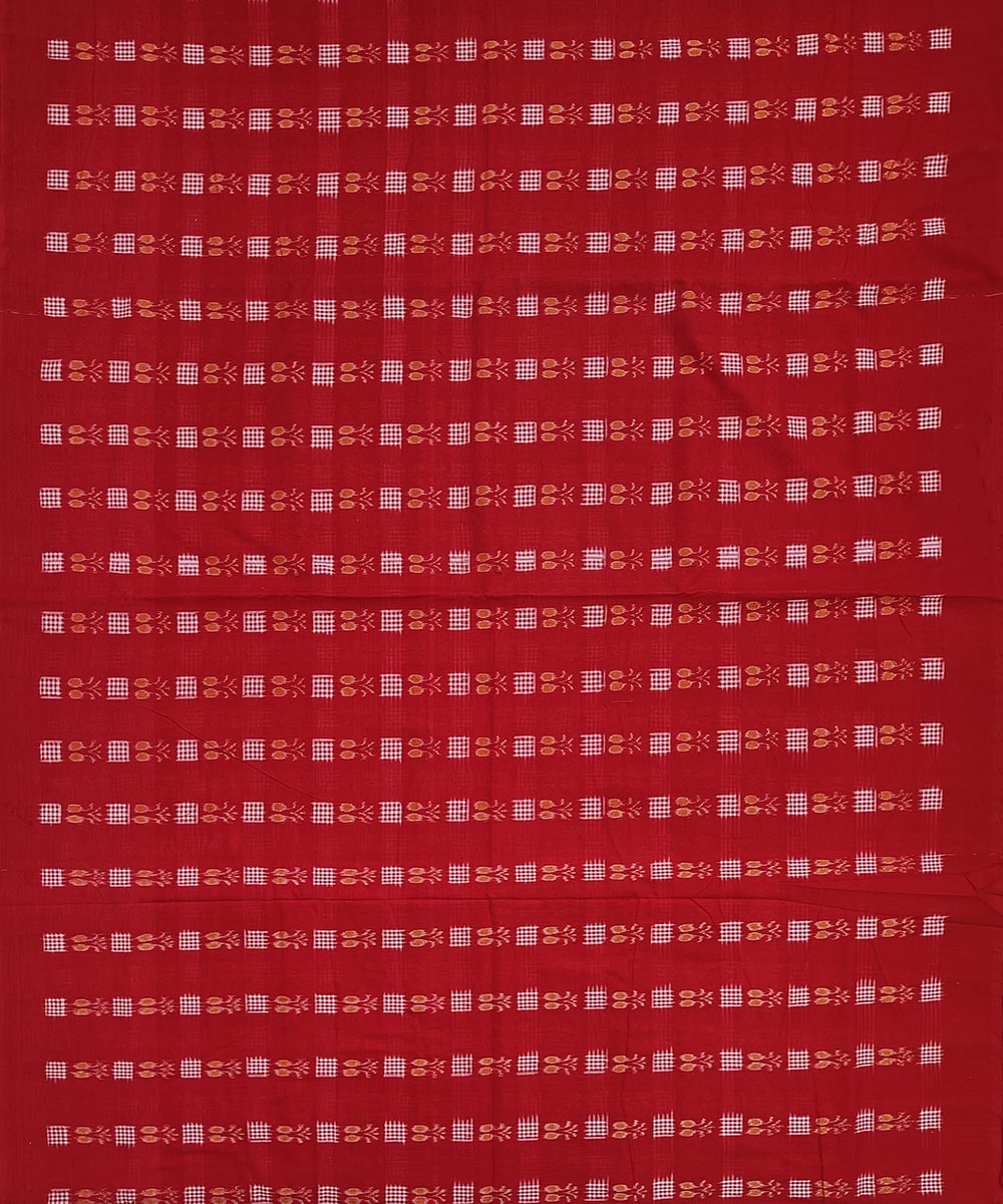 2.5 m Red white handwoven cotton sambalpuri kurta material