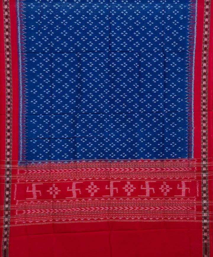 Denim blue red handwoven cotton sambalpuri dupatta