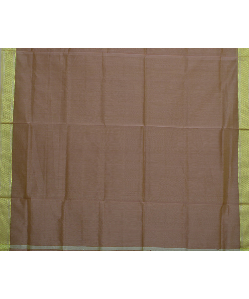 Beige yellow handloom maheshwari cotton silk saree