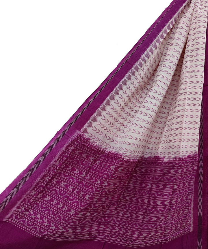 Offwhite purple handwoven cotton sambalpuridupatta