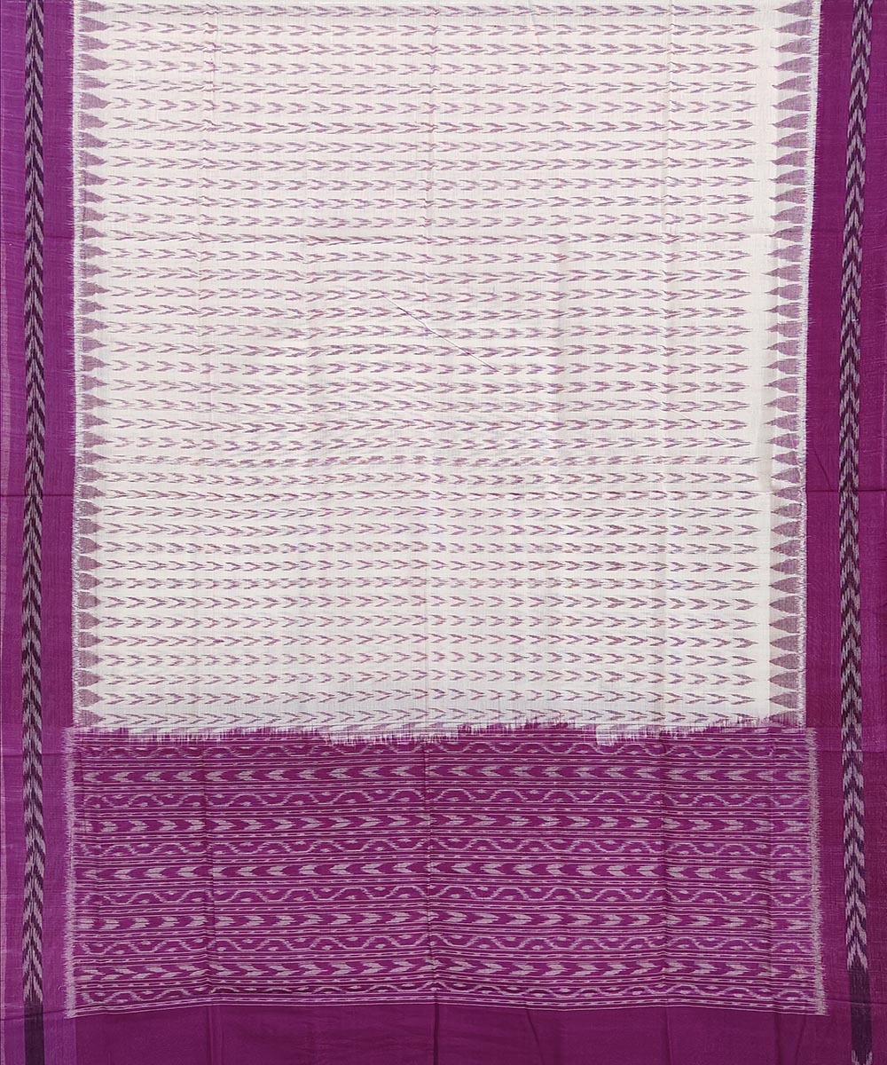 Offwhite purple handwoven cotton sambalpuridupatta