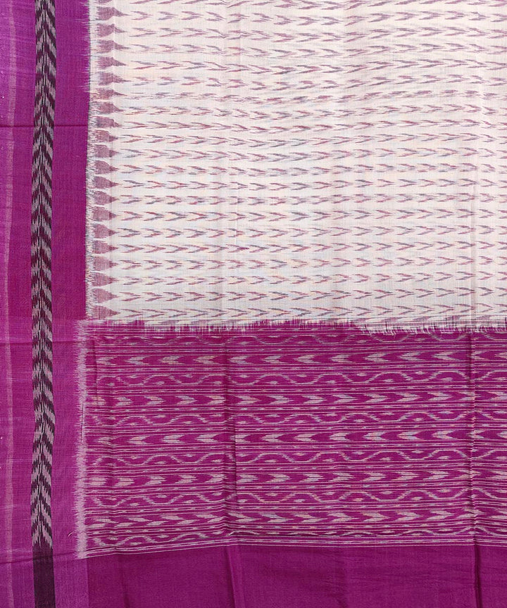 Offwhite purple handwoven cotton sambalpuridupatta