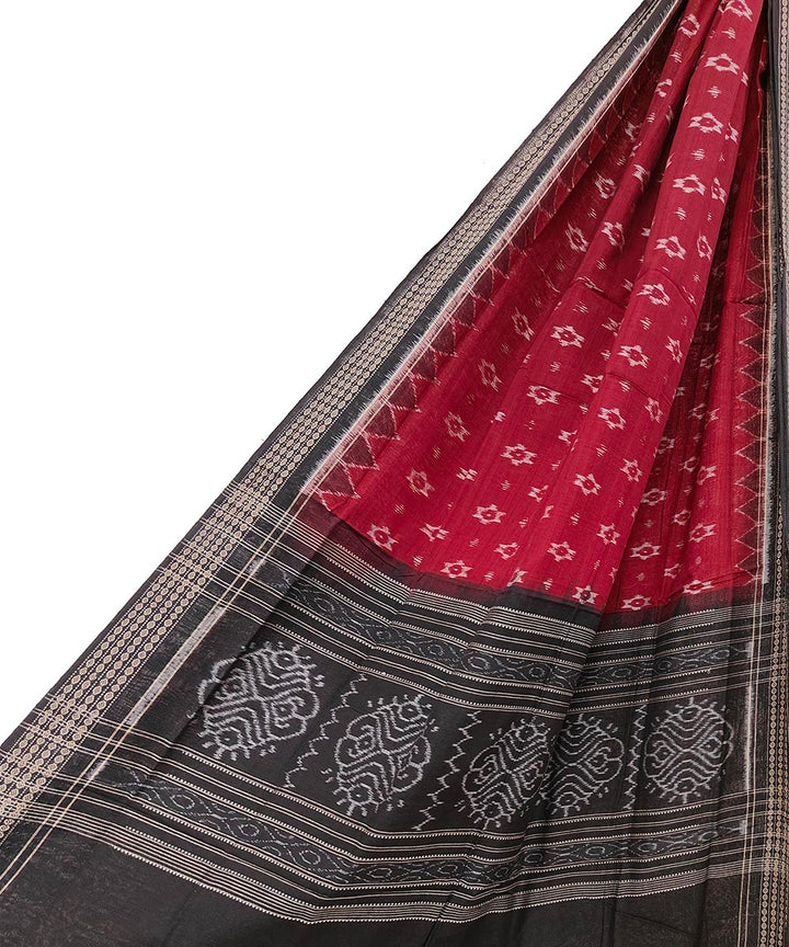 Maroon black handwoven cotton sambalpuri dupatta