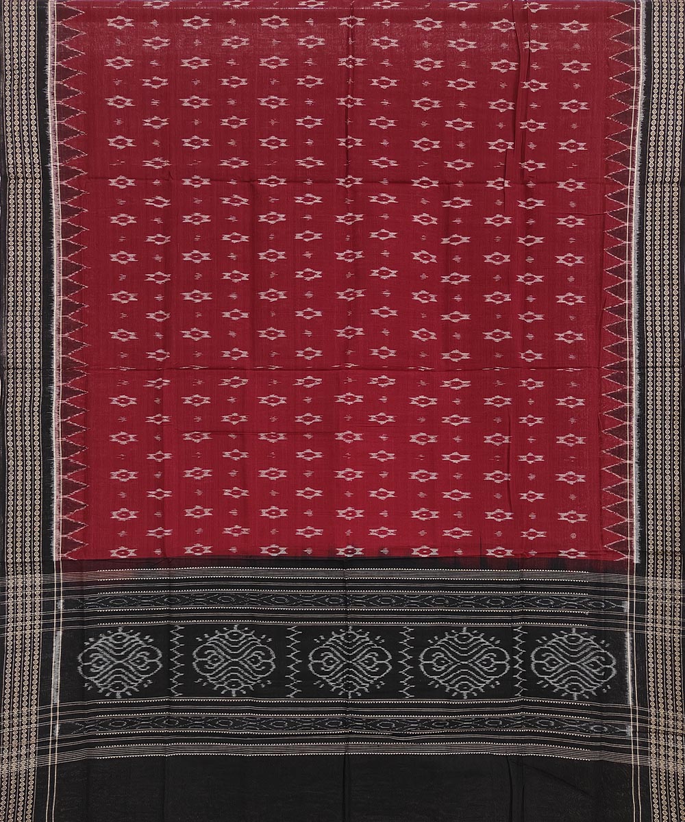 Maroon black handwoven cotton sambalpuri dupatta