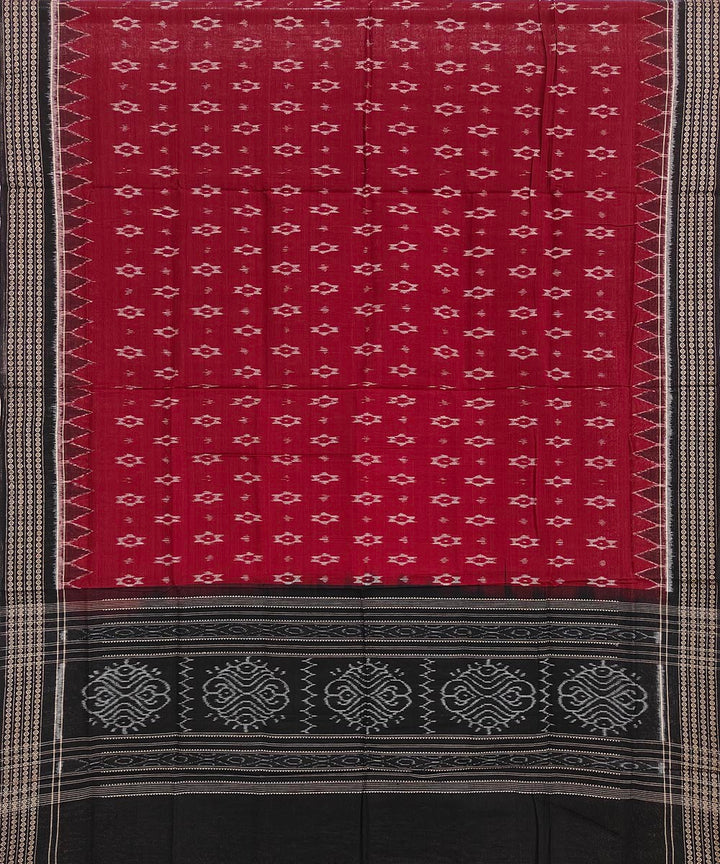 Maroon black handwoven cotton sambalpuri dupatta