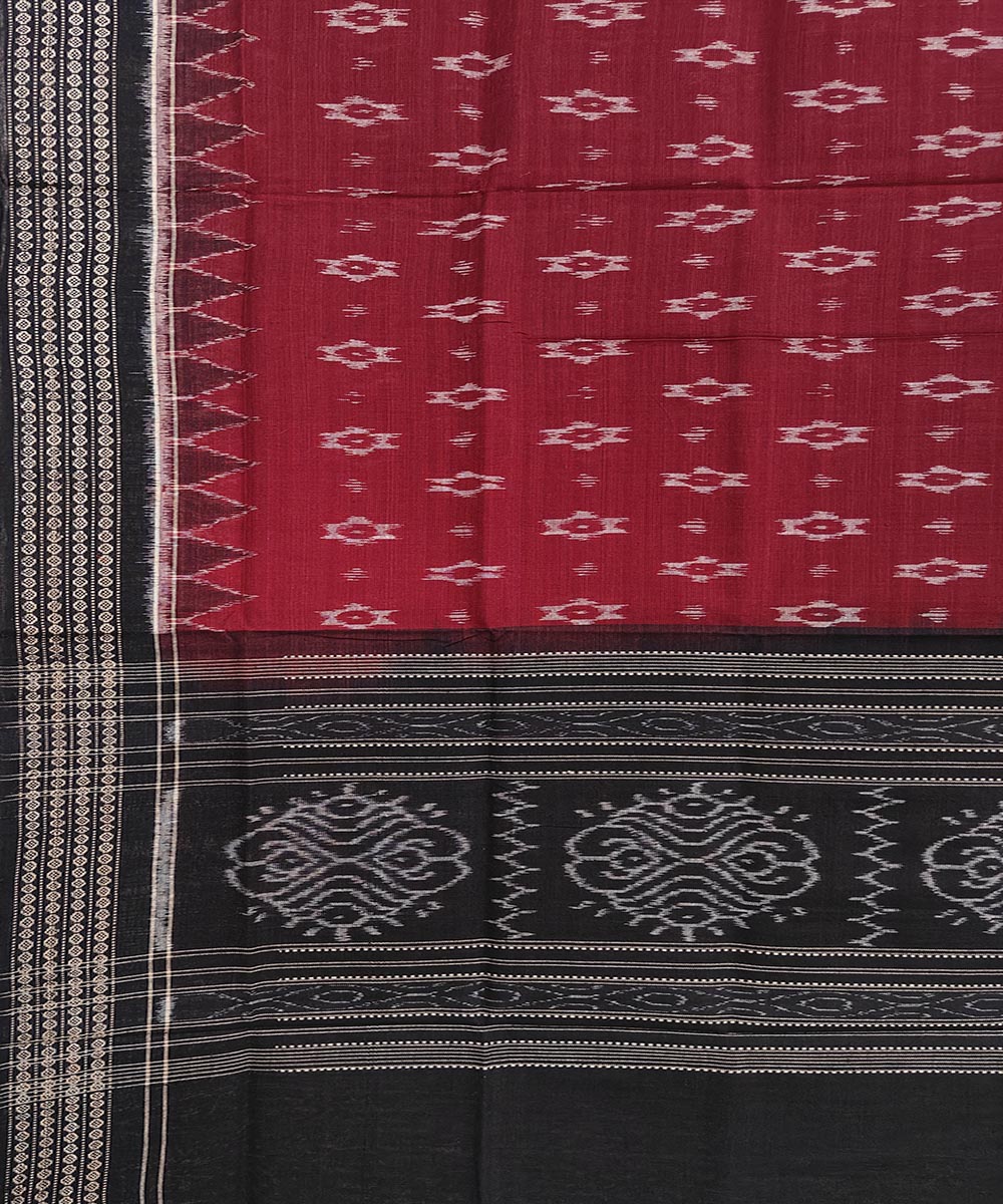 Maroon black handwoven cotton sambalpuri dupatta