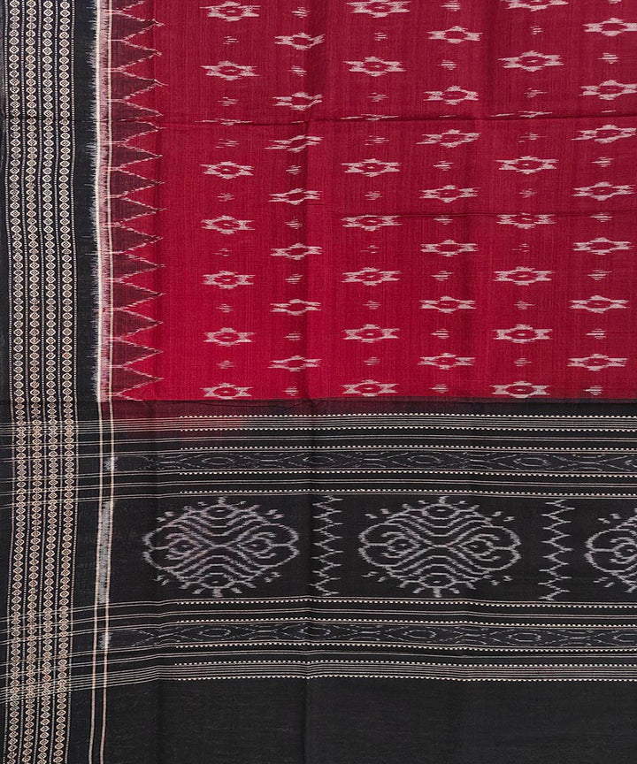 Maroon black handwoven cotton sambalpuri dupatta