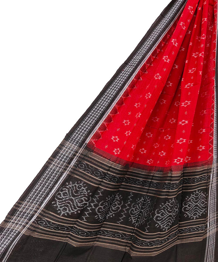 Red black handwoven sambalpuri cotton dupatta