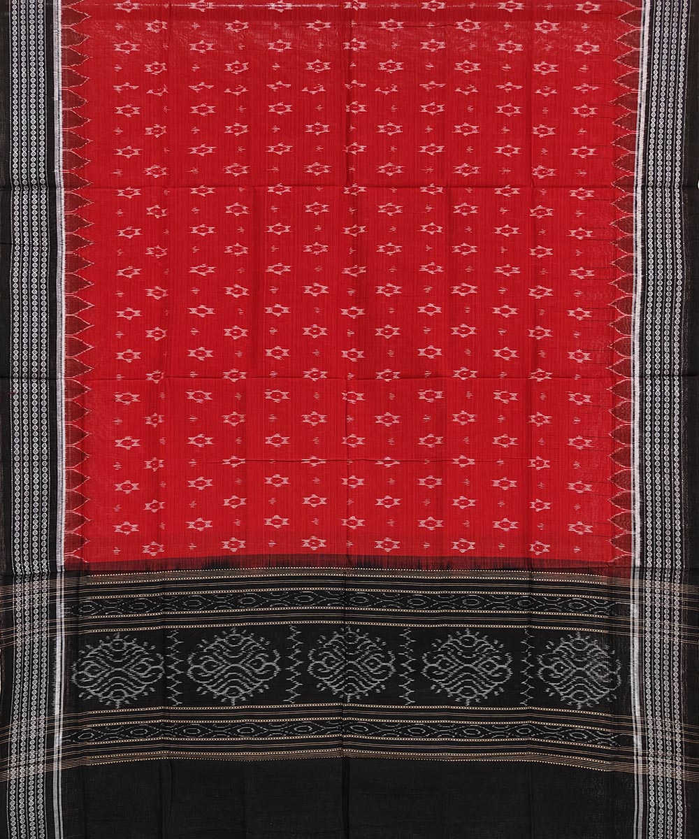 Red black handwoven sambalpuri cotton dupatta