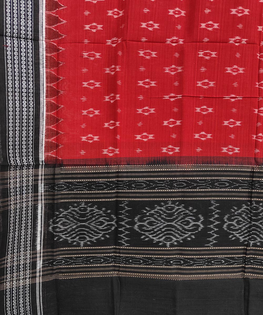 Red black handwoven sambalpuri cotton dupatta