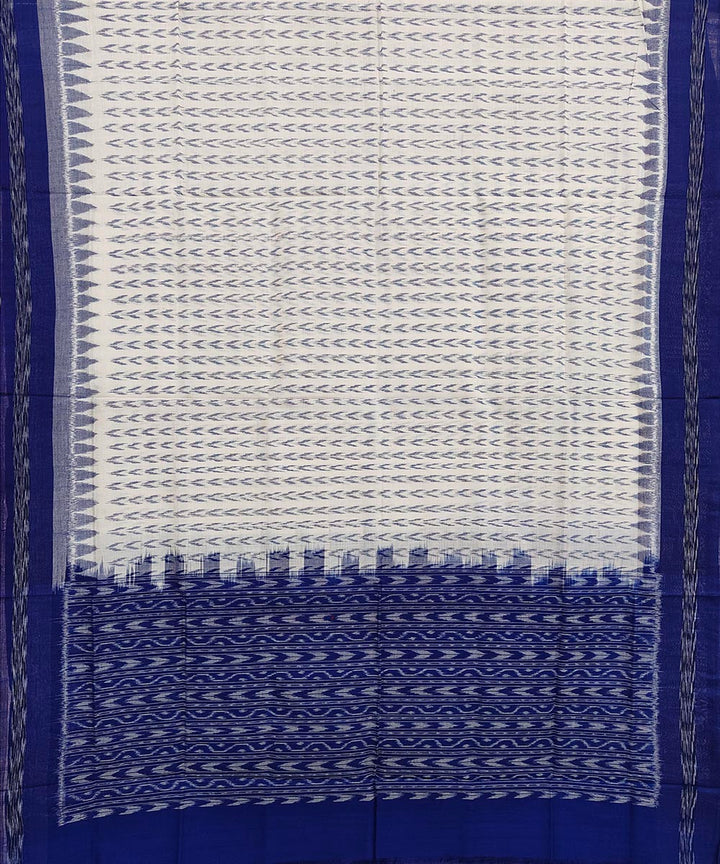 Offwhite blue handwoven cotton sambalpuri dupatta