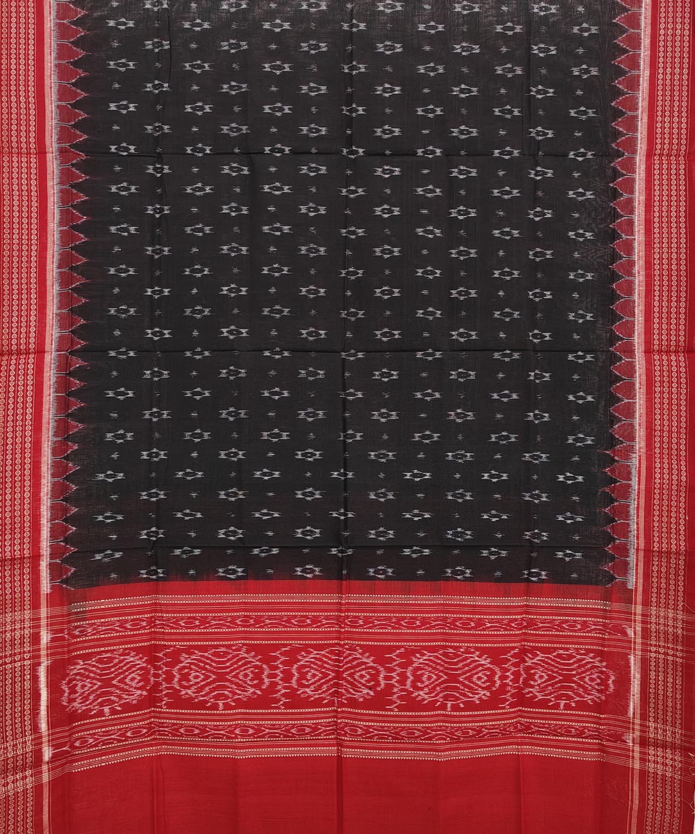 Black red handwoven cotton sambalpuri dupatta