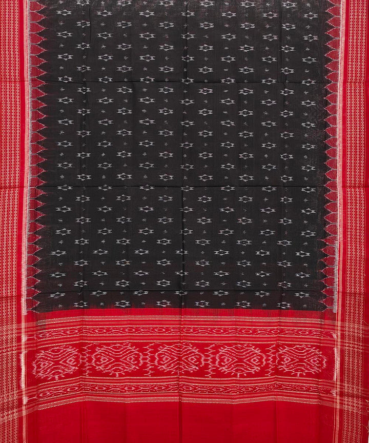 Black red handwoven cotton sambalpuri dupatta