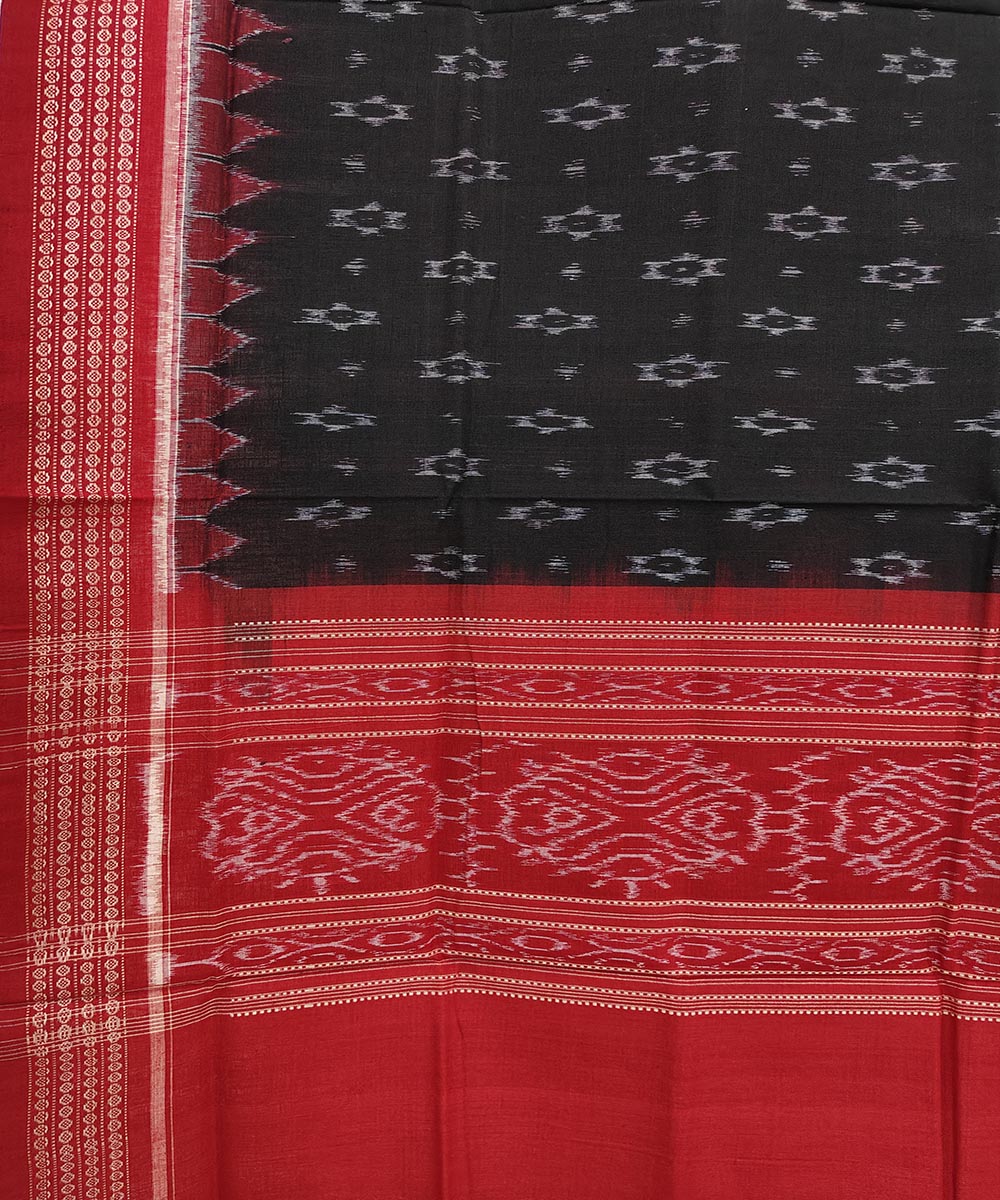 Black red handwoven cotton sambalpuri dupatta