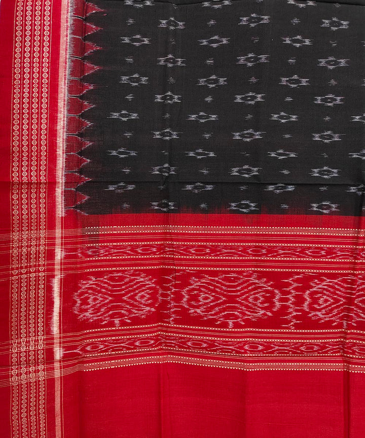 Black red handwoven cotton sambalpuri dupatta