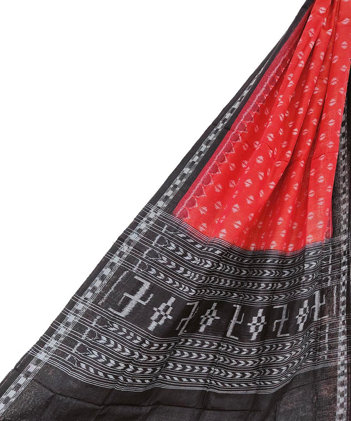 Rust black handwoven cotton sambalpuri dupatta