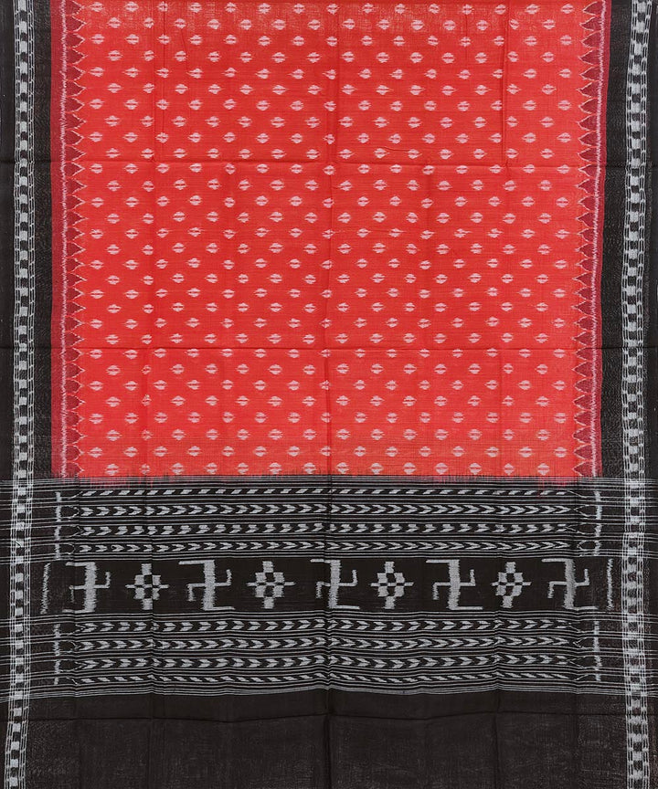 Rust black handwoven cotton sambalpuri dupatta