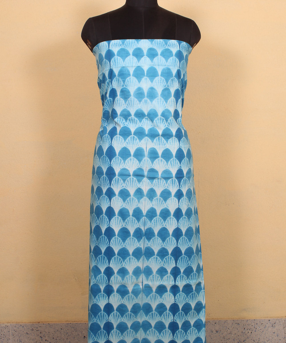 3m cyan blue handwoven cotton shibori kurta material