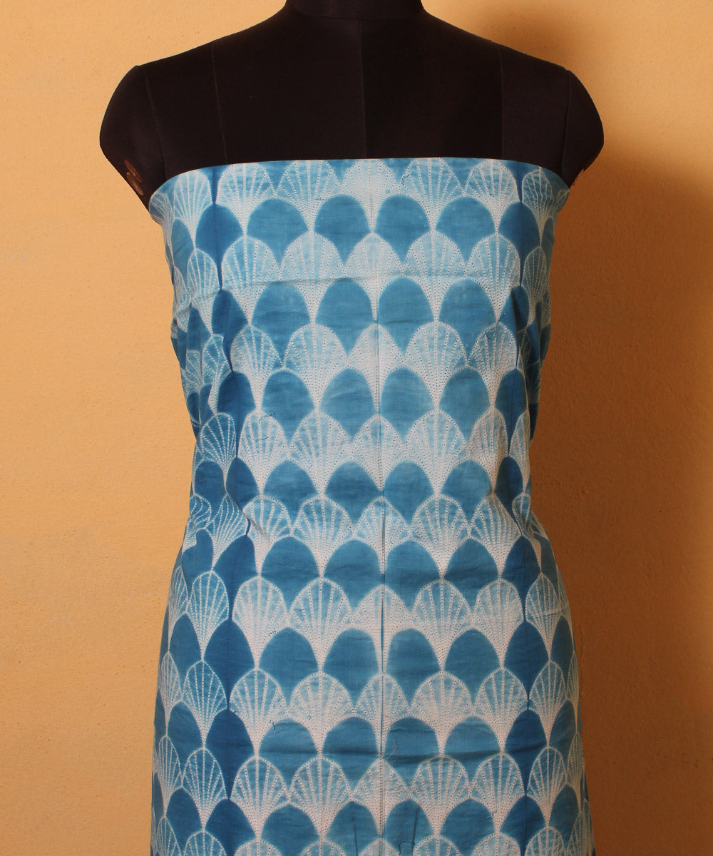 3m cyan blue handwoven cotton shibori kurta material