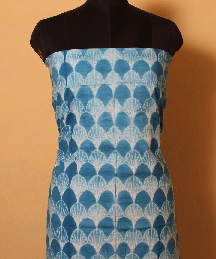 3m cyan blue handwoven cotton shibori kurta material