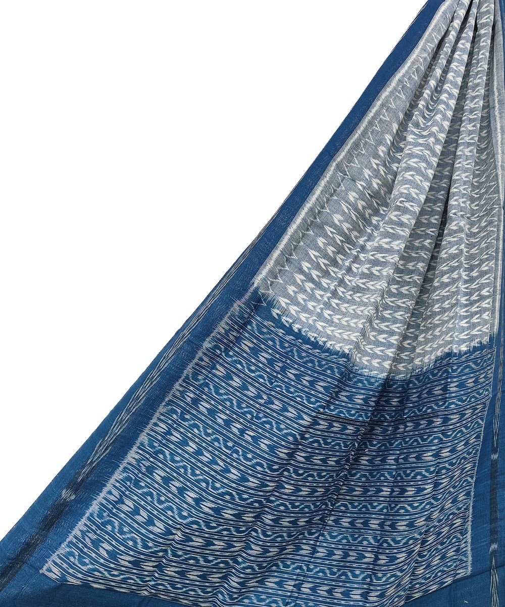 Grey dull blue handwoven cotton sambalpuri dupatta