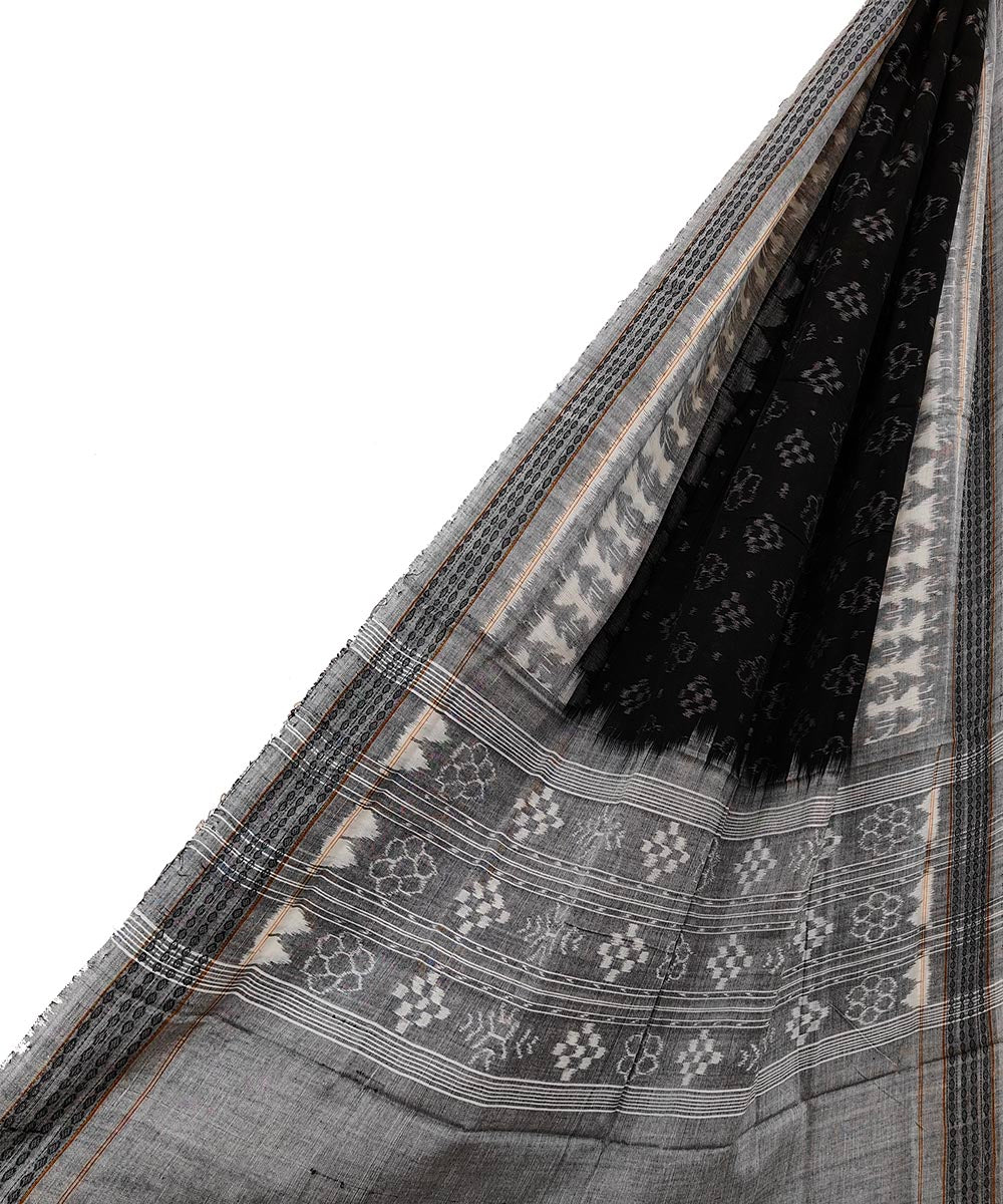 Black grey handwoven cotton sambalpuri dupatta