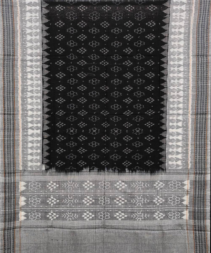 Black grey handwoven cotton sambalpuri dupatta