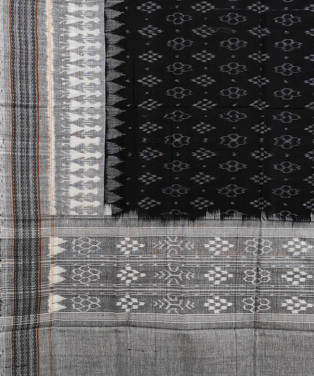 Black grey handwoven cotton sambalpuri dupatta