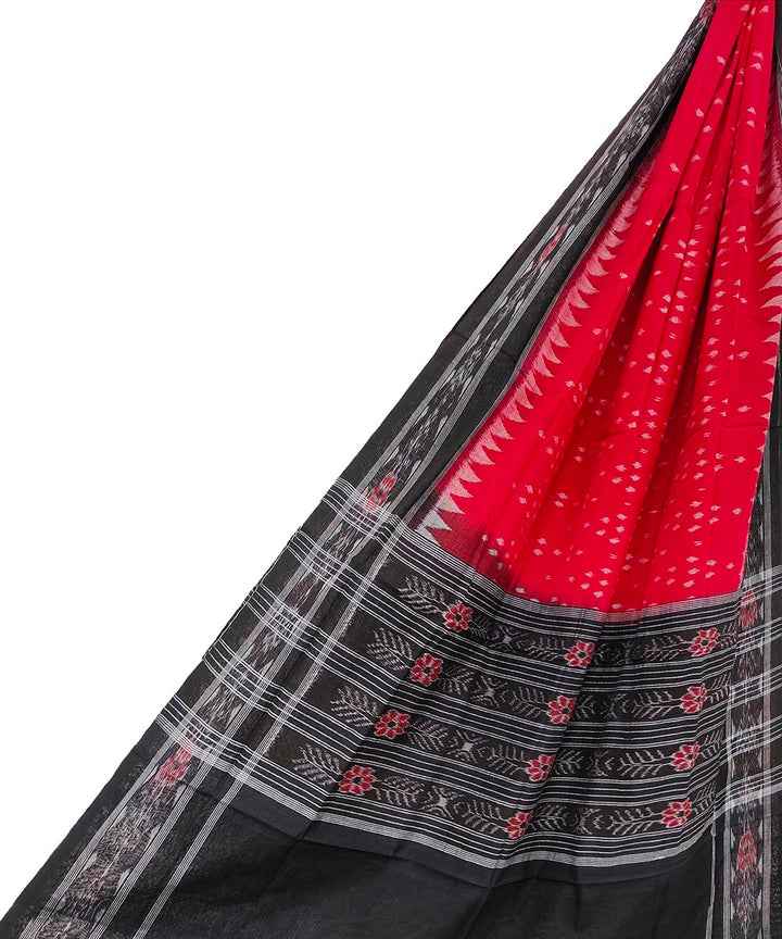 Red black sambalpuri handwoven cotton dupatta