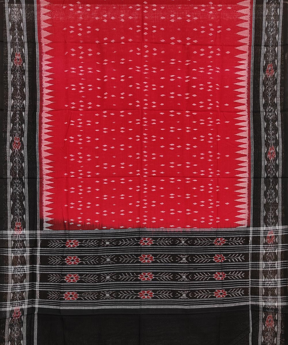 Red black sambalpuri handwoven cotton dupatta