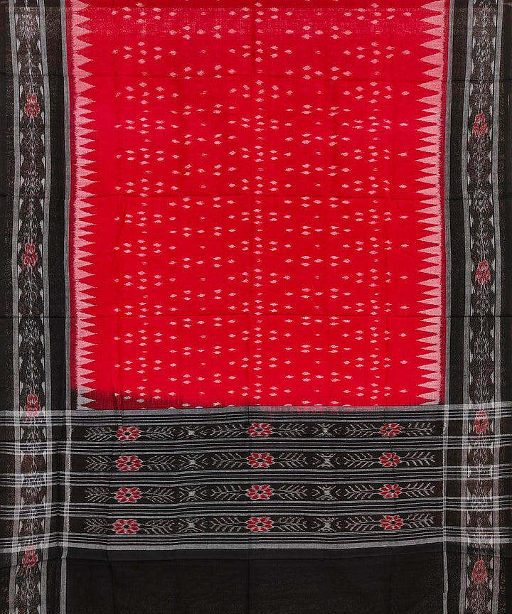 Red black sambalpuri handwoven cotton dupatta