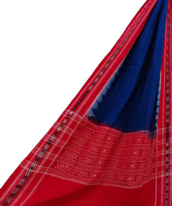 Navy blue red handwoven cotton sambalpuri dupatta
