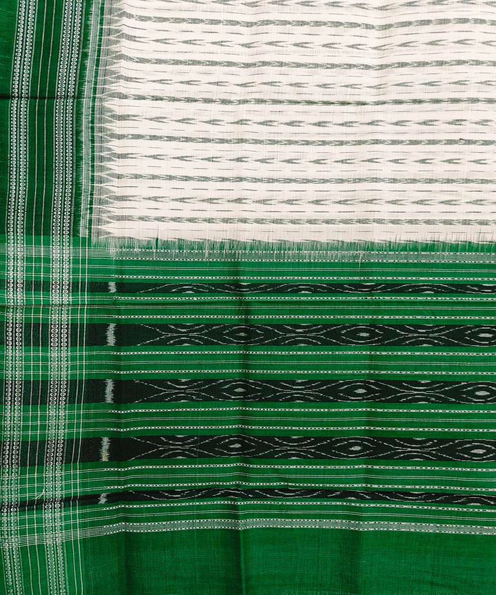 Offwhite green cotton sambalpuri handwoven dupatta