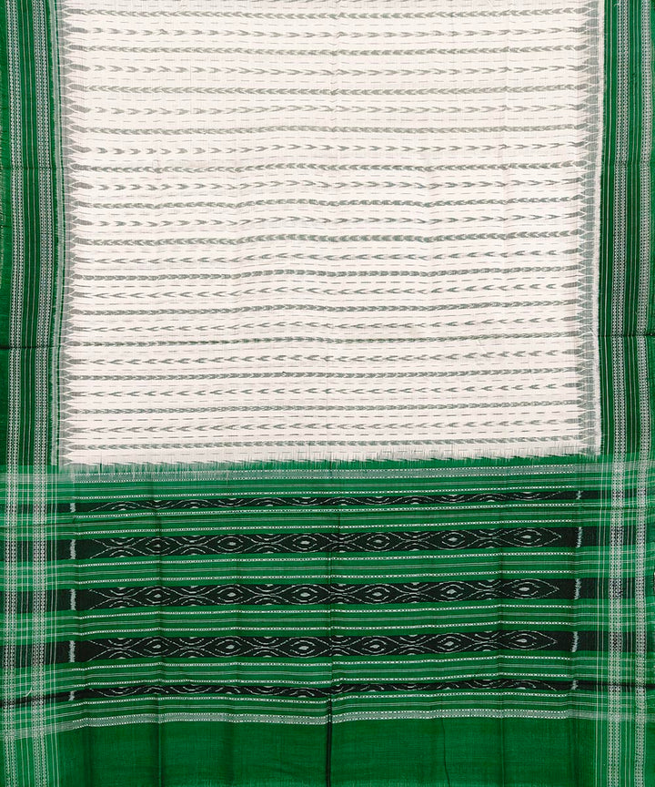 Offwhite green cotton sambalpuri handwoven dupatta