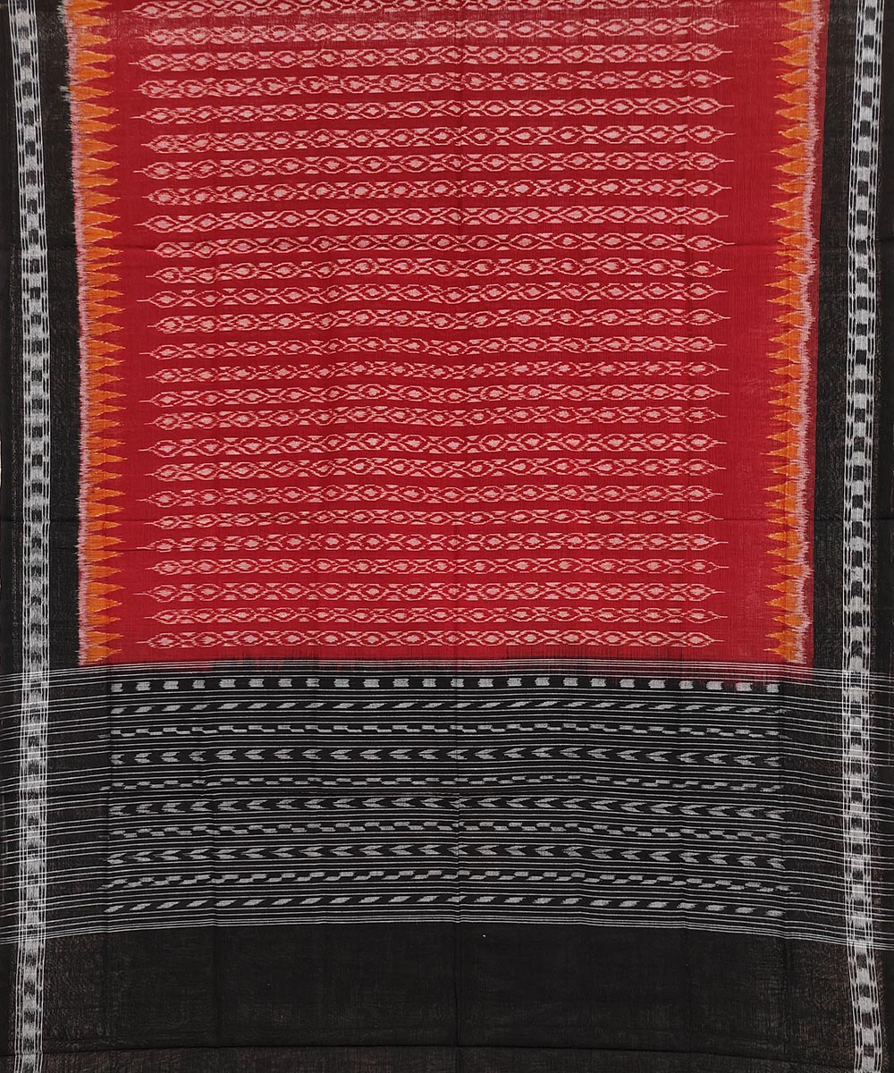 Red black cotton handwoven sambalpuri dupatta